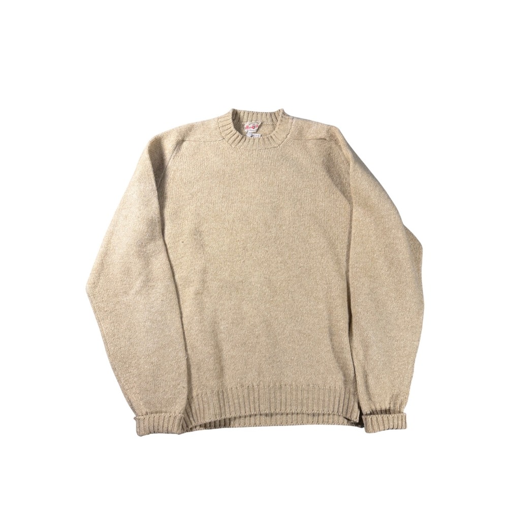 Vintage 1950s Alan Paine Shetland Wool Sweater Made in England Tan Beige 44